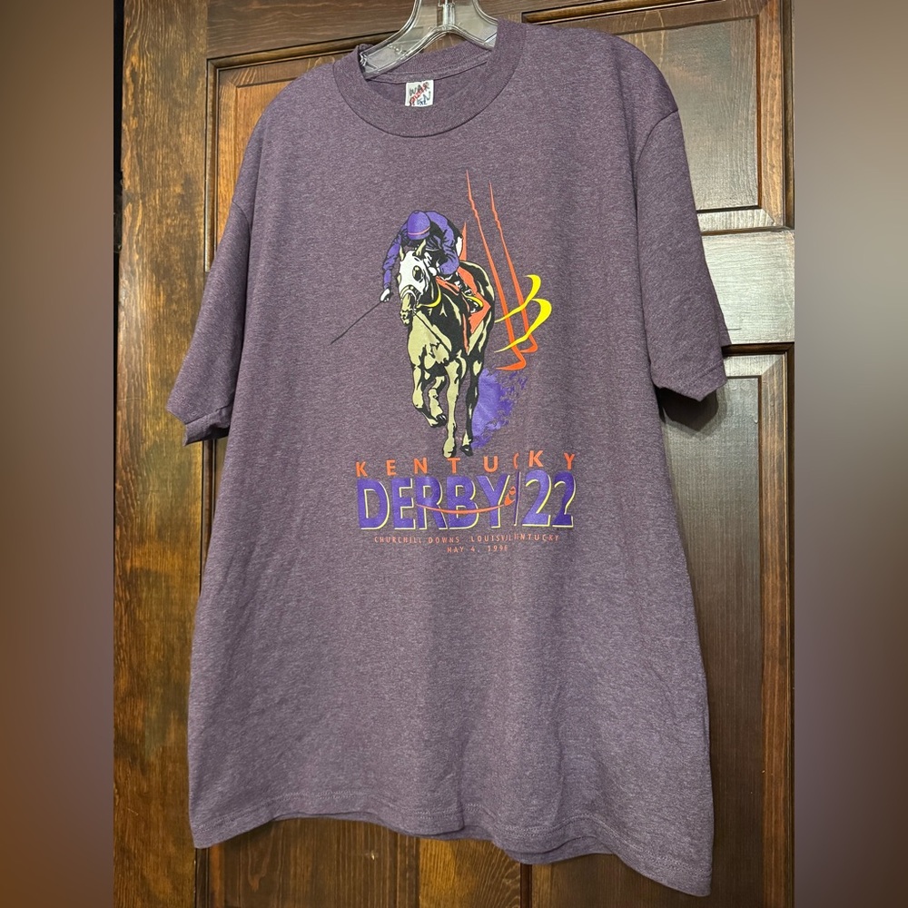 Vintage Kentucky Derby Shirt Size XL Purple Short Sleeve Horse Race 1996 USA 90s